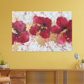 Art mural abstrait Fleur rouge et or (Insitu(Salon))