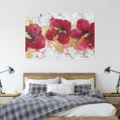 Art mural abstrait Fleur rouge et or (Insitu(Chambre))