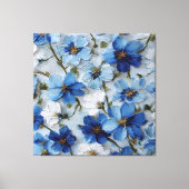 Art mural abstrait floral bleu et blanc (Recto)