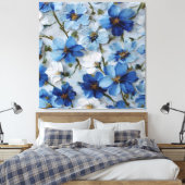 Art mural abstrait floral bleu et blanc (Insitu(Chambre))