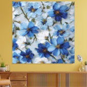 Art mural abstrait floral bleu et blanc (Insitu(Salon))