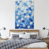Art mural abstrait floral bleu et blanc (Insitu(Chambre))
