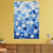 Art mural abstrait floral bleu et blanc (Insitu(Salon))