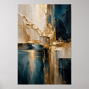 Art mural abstrait géométrique beige sarcelle et o