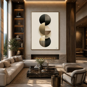 Art mural abstrait géométrique Japandi de luxe 8