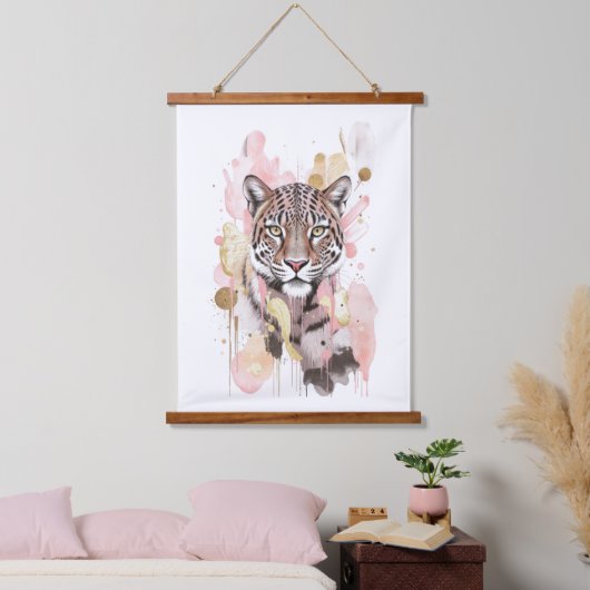 Art mural abstrait léopard guépard or rose (Chambre à coucher)
