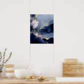 Art mural abstrait moderne bleu marine or (Cuisine)