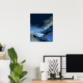 Art mural abstrait moderne bleu marine or (Bureau à domicile)