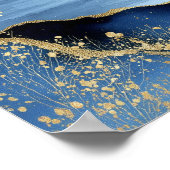 Art mural abstrait moderne bleu marine or (Coin)