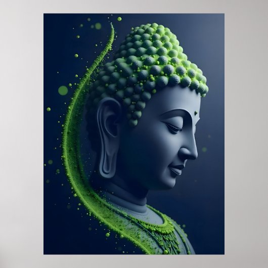 Art mural abstrait moderne | Profil de Bouddha (Devant)