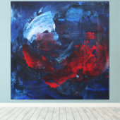 Art mural abstrait rouge bleu audacieux (Insitu (Plancher de Bois))