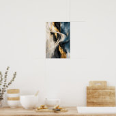 Art mural abstrait ruban fluide or noir bleu (Cuisine)