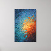 Art mural abstrait texturé bleu radiant à orange (Recto)
