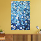 Art mural abstrait texturé floral bleu et blanc (Insitu(Salon))