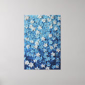 Art mural abstrait texturé floral bleu et blanc (Recto)