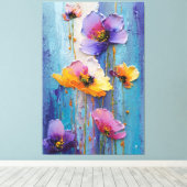 Art mural abstrait texturé floral rose et violet (Insitu (Plancher de Bois))