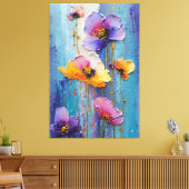 Art mural abstrait texturé floral rose et violet (Insitu(Salon))