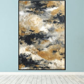 Art mural abstrait texturé or, noir et gris (Insitu (Plancher de Bois))