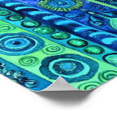 Art mural aquarelle à rayures boho bleu vert (Coin)