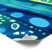 Art mural aquarelle abstrait bleu-vert (Coin)