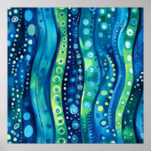 Art mural aquarelle abstrait bleu-vert (Devant)