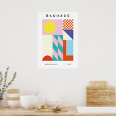 Art mural Bauhaus moderne rose jaune (Cuisine)