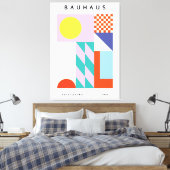 Art mural Bauhaus moderne rose jaune (Insitu(Chambre))