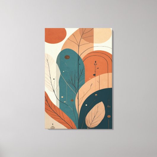 Art mural botanique abstrait boho moderne minimali (Recto)