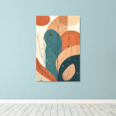 Art mural botanique abstrait boho moderne minimali (Insitu (Plancher de Bois))