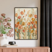 Art mural botanique de fleurs abstraites fantaisis
