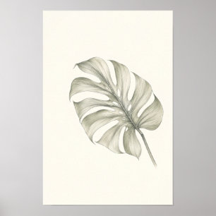 Art mural botanique feuille de Monstera minimalist
