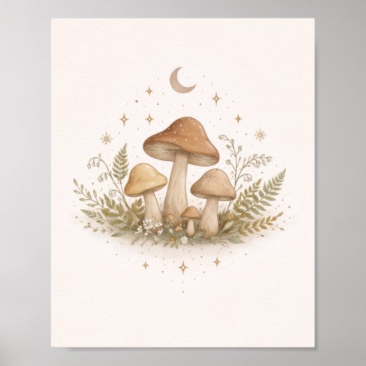 Art mural champignon Cottagecore – Affiche (Devant)