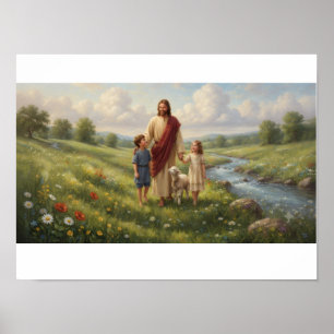Art mural chrétien Jésus avec des enfants Art de