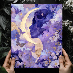 Art mural ciel nocturne céleste lune fantaisie sur