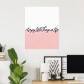 Art mural citation Enjoy Life rose et blanc (Bureau à domicile)