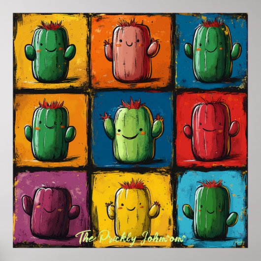 Art mural de cactus pop art personnalisable (Devant)