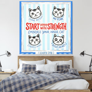 Art mural de chat motivationnel – Citation de forc