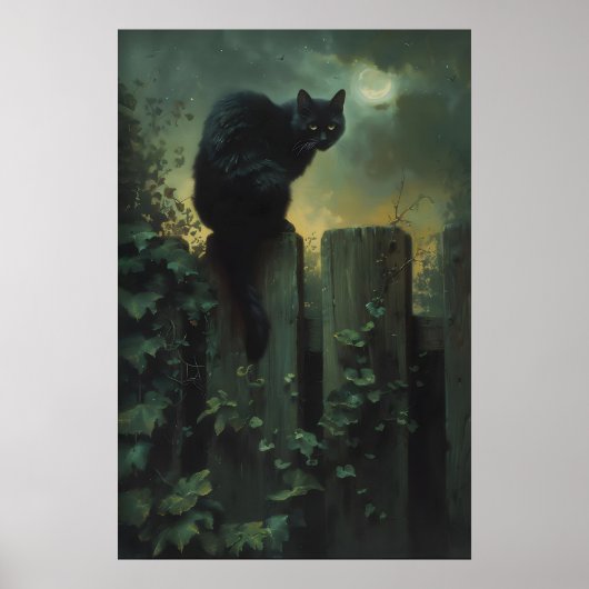 Art mural de chat noir, Art gothique de chat de ja (Devant)