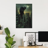 Art mural de chat noir, Art gothique de chat de ja (Bureau à domicile)