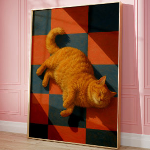 Art mural de chat orange esthétique moderne pour a