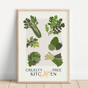 Art mural de cuisine végane sans cruauté minimalis