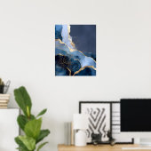 Art mural de fleurs abstraites modernes bleu marin (Bureau à domicile)