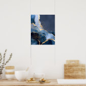 Art mural de fleurs abstraites modernes bleu marin (Cuisine)