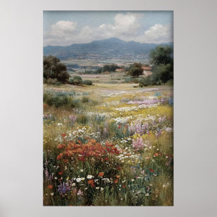 Art mural de fleurs sauvages imprimable, Antique P