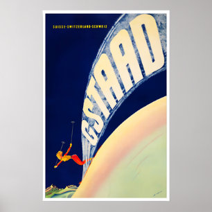 Art mural de Gstaad Suisse Ski Affiche Sports