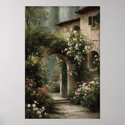 Art mural de jardin de cottage imprimable, Printem (Devant)