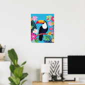 Art mural de la jungle Fleurs tropicales Toucan Oi (Bureau à domicile)