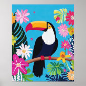 Art mural de la jungle Fleurs tropicales Toucan Oi (Devant)