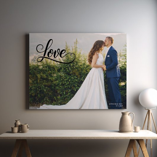 Art mural de mariage élégant avec écriture Love