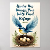 Art mural de nurserie chrétien boho Under His Wing (Devant)